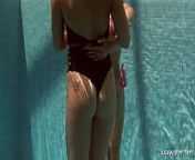 Olla Oglaebina and Irina Russaka sexy nude girls in the pool from olla ramlan nude