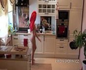 Naked and preparing food in the kitchen from nude kitchen food