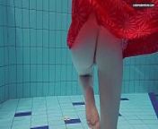 Libuse goes underwater in the pool from all girls bathing shower dress change videos
