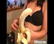 NDNgirls.com | Native American Indian girl dared to suck a large banana ends up giving big black cock blowjob in the kitchen from indian girl banana xxx