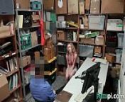 Brunette and blonde teen thieves getting banged by a security guy in his office from big tits thief