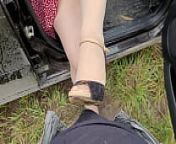 Very dirty foot-shoejob outdoor from a lush blonde from very white bbw