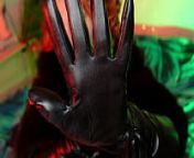 long leather black gloves fetish video from pin up Goddess Arya from arya black