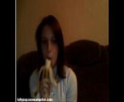 Russian teen sucks banana on webcam, softcore from cutie nn mo