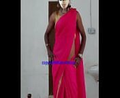 Indian sexy crossdresser Lara D'Souza in pink saree from desi shemale saree