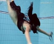 Gypsy black haired babe swimming underwater from underwater teen