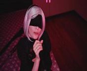 Cosplay Blowjob Sloppy Suck BBC with 2B from mykinkydope youtuber