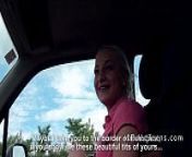 Teen fucks in pink panties in car from hot hitchhike with no panties