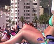 Epic Tanlines and big fake blonde tits with a pierced nip from beachvoyeur 109