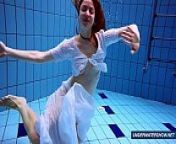 Amazing hairy underwatershow by Marketa from nudist pool shower sp