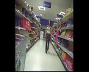 Babe in sexy leather pants at supermarket from indian supermarket