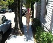Nude in San Francisco: Fushia walks naked all the way around the block from nude pate