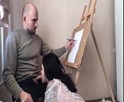 Model Deep Sucking Dick Painter while He Draws Her from سكس مسلسل نور مهند