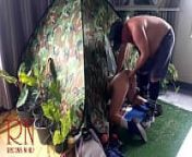 Sex in camp. A stranger fucks a nudist lady in her pussy in a camping in nature. 4 from voyeur forest camp