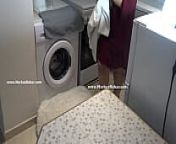 Stupid Maid Stuck in Washing Machine from spying on stepsister doing laundry