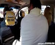 DP Threesome in TAXI Cab from hiddencam outdoor