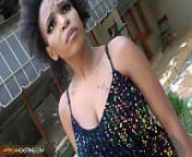 African Casting - Busty Ebony In Sequin Dress Impressed By The Size from fatima por