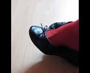 black leather sabrinas and red stockings - shoeplay by Isabelle-Sandrine from flat chested
