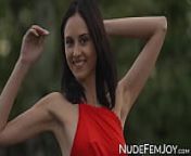 Natural tits brunette Sade Mare outdoor sensual teasing from @sade 3 anif