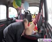Sweet girl in costume likes drivers cock from dildo inside the driver