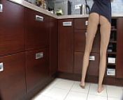 Bottomless dance in the kitchen pussy revealing from bottomless mature