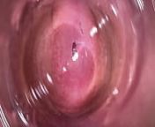 Camera deep inside Mia's teen creamy pussy from vagina close up