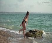 Kim Nadara sexy gymnastics by the sea from dea nude