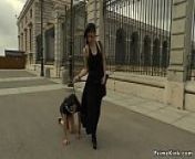 Slut treated like a dog in public from group street dogs asians