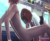 My Hero Academia Hentai - Uraraka blowjob and threesome with momo on the train - Anime Manga Asian Japanese Game Porn from ochako momo nejire