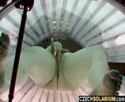 y. playing with pussy in Solarium Tube from solarium privat 3 naturistin