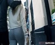 Lovely PAWG Teen Big Round Ass Candid Voyeur in Grey Cotton Pants - CandidSluts.com Video CS-082 from candid leggings teen