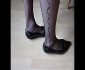 black leather kitten heels and nylons - shoeplay by Isabelle-Sandrine from kajal anklet feet