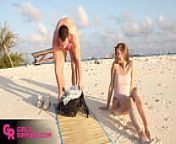 GIRLSRIMMING - Beachside rimming romance with petite Amanda Clarke Olivertrunk from cute teen outdoor romance with her horny boyfriend