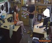 Busty teen Jenny gets a taste of the Pawnshop owner big cock from jodie owner of the