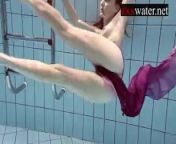 Smoking hot Russian redhead in the pool from teen accidental water slide nude