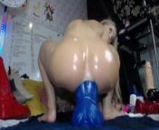 Girls4cock.com *** EXTREME LARGE BLUE BAD DRAGON ANAL from saloon sex