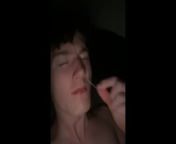 Teen boy cums all over his face from teen boy showing his masturbation