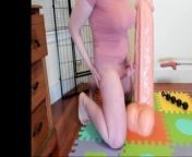 Trans femme grinding on Moby 3ft dildo from saxi mobies