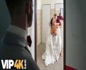 VIP4K. Being locked in the bathroom, sexy bride doesnt lose time and seduces random guy from sofia lee in kitchen
