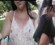 Little Ruby - Caught in a sheer blouse taking photos in a public park from meena muli photos com