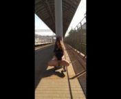 A beautiful, young exhibitionist girl in a transparent dress shows her pussy at the railway station. from bangalore aunty in railway station sexy boobaunty in saree fuck a little boy sexan tv serial actress xxx photos