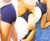 【4K different angle】Small in stature wife girl Gym Shorts bloomers Fuck panties Cumshot YogaPants from hentai assjob