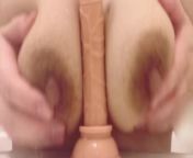 Lick the dildo ♥ Make my boobs slimy with lotion and rub the dildo♥ [Japanese woman amateur selfie from rendy rexin