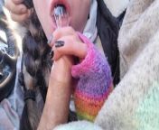 Parking Lot Blowjob Ends in a Cum Bubble Mouthpie from sexy sarah crewe