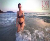 Sexiest lady at lonely nudist beach. Black swimsuit. Black bikini. from bridget sexiest beaches tlc