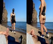 The stranger shocked the exhibitionist on the sea beach - XSanyAny from sanyax2