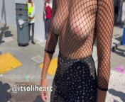 Walking in public wearing a mesh outfit from desi girl showing update new
