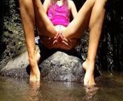 Nudism n Gaping Pussy at Jungle river # Gentle masturbation n fingering before river refreshing from the jungle girl