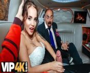 VIP4K. Random passerby scores luxurious bride in the wedding limo from vip arkesta