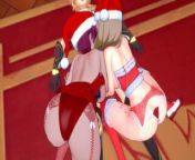 Genshin Impact hentai Christmas special!Lisa And Rosaria Threesome from tamzaxo christmas tease special